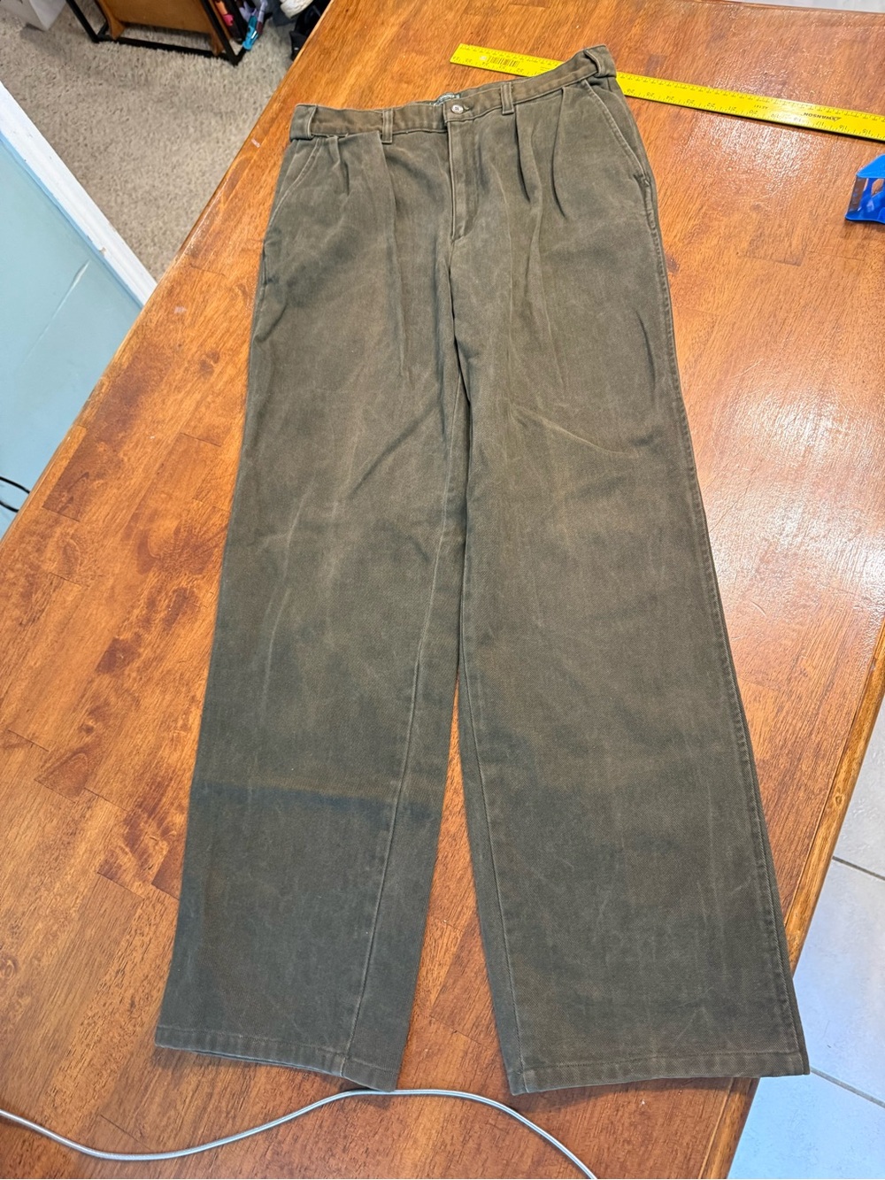 VTG 90s Polo Ralph Lauren Sportsman Pants Pleated Twill Olive Brown Patch 33x36